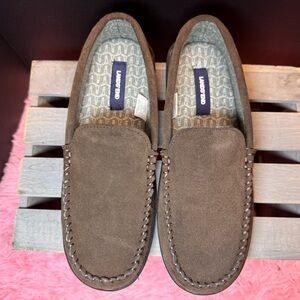 Lands' End Men's Taupe Suede Slip-On Loafers
